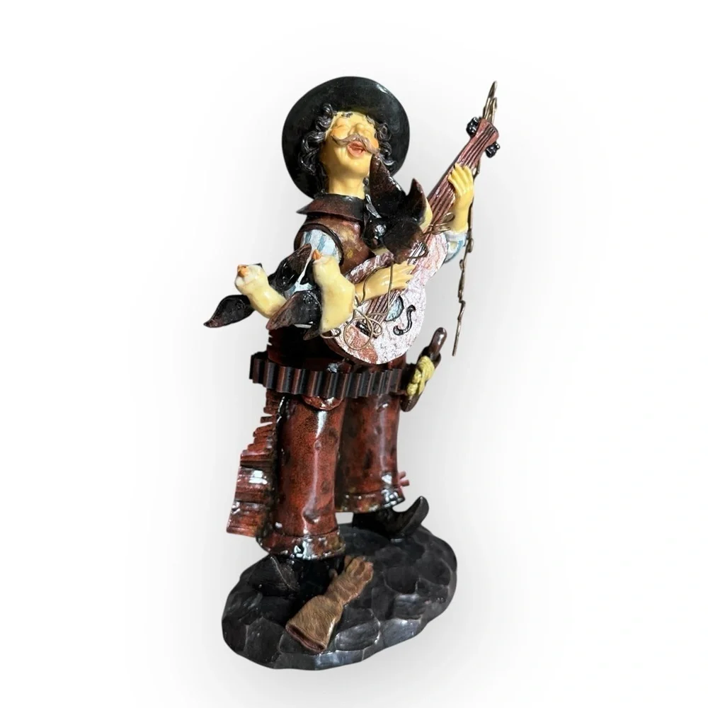 Vintage Cowboy Guitarist Figurine Western Musician Resin 11in 2002 With Box